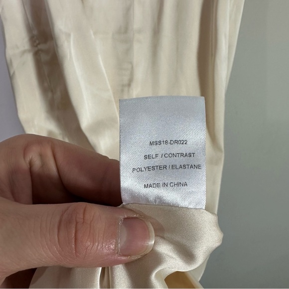 Meshki Ivory Satin Cowl Neck Spaghetti Strap Maxi Column Dress - Picture 7 of 9